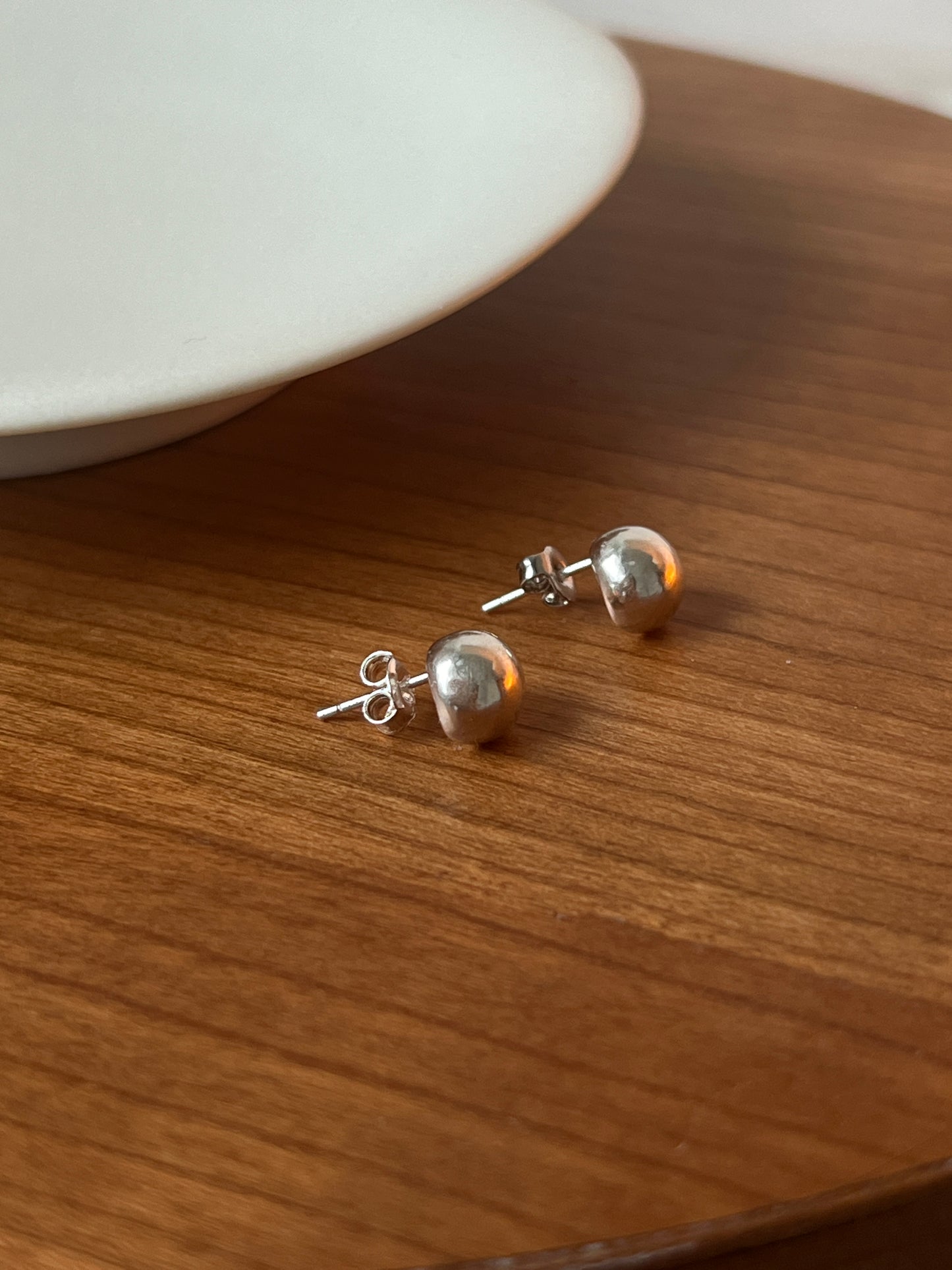 SILVER 8MM BALL EARRING