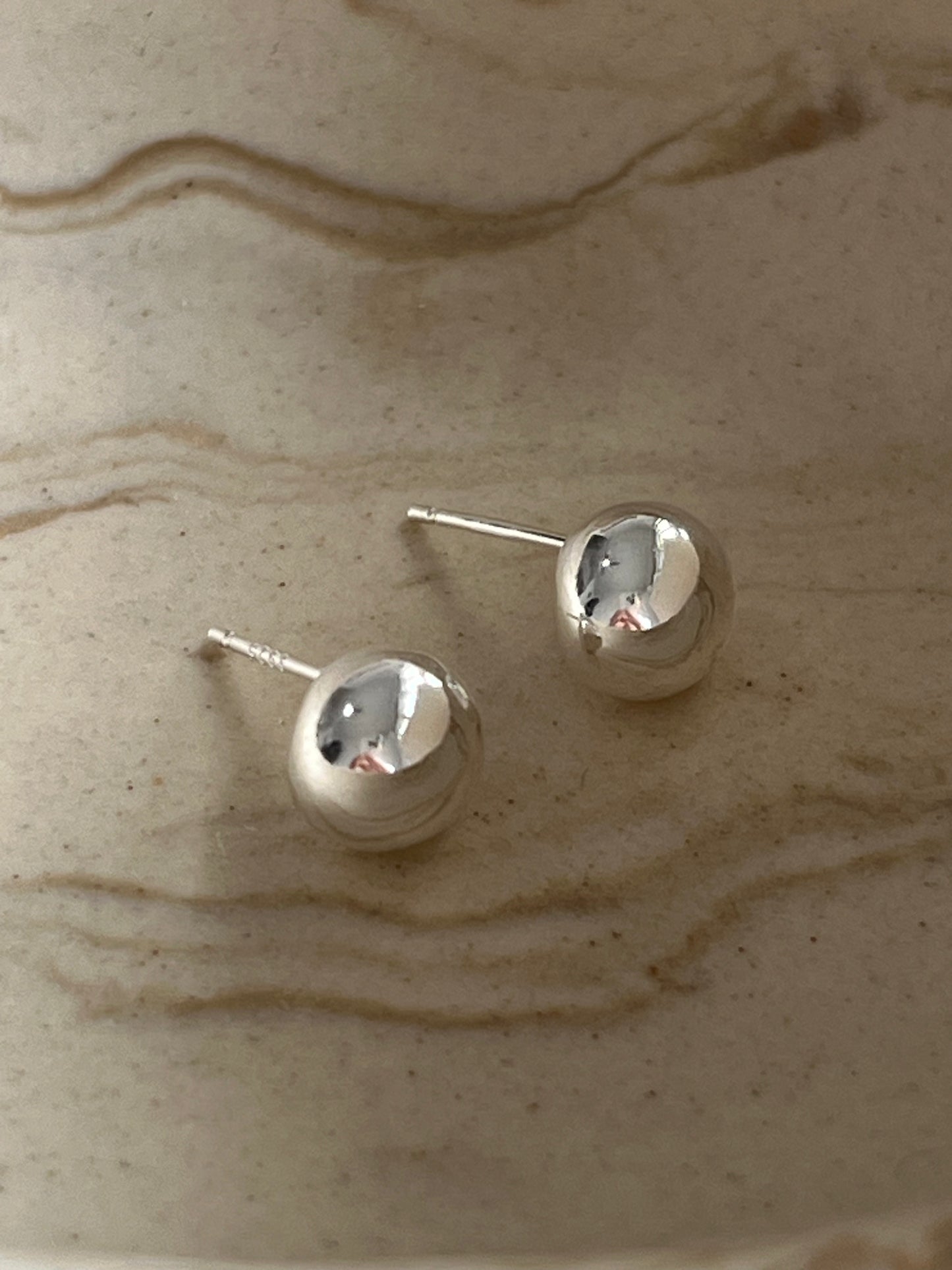 SILVER 8MM BALL EARRING