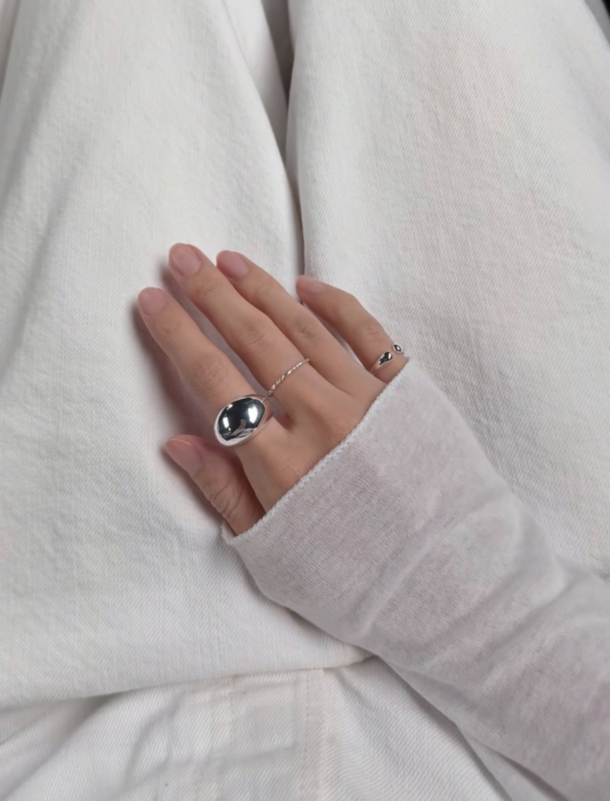 SILVER WATER DROPLET PINKY RING