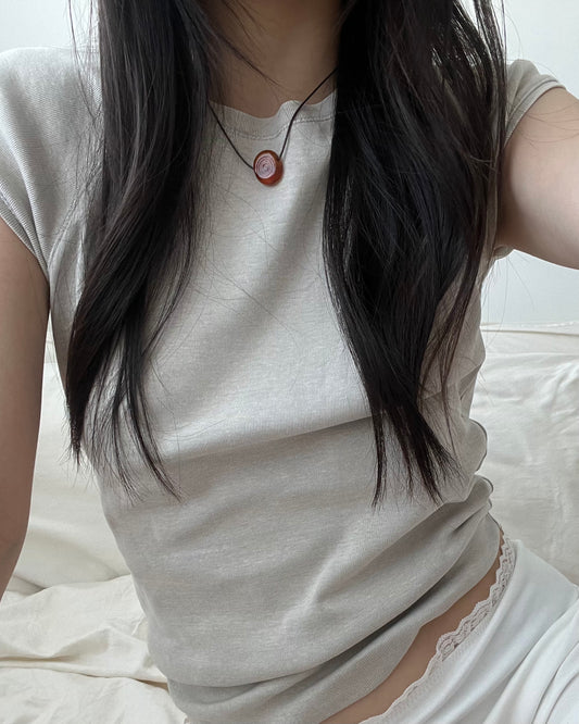 03 CLEAR AMBER GLASS NECKLACE