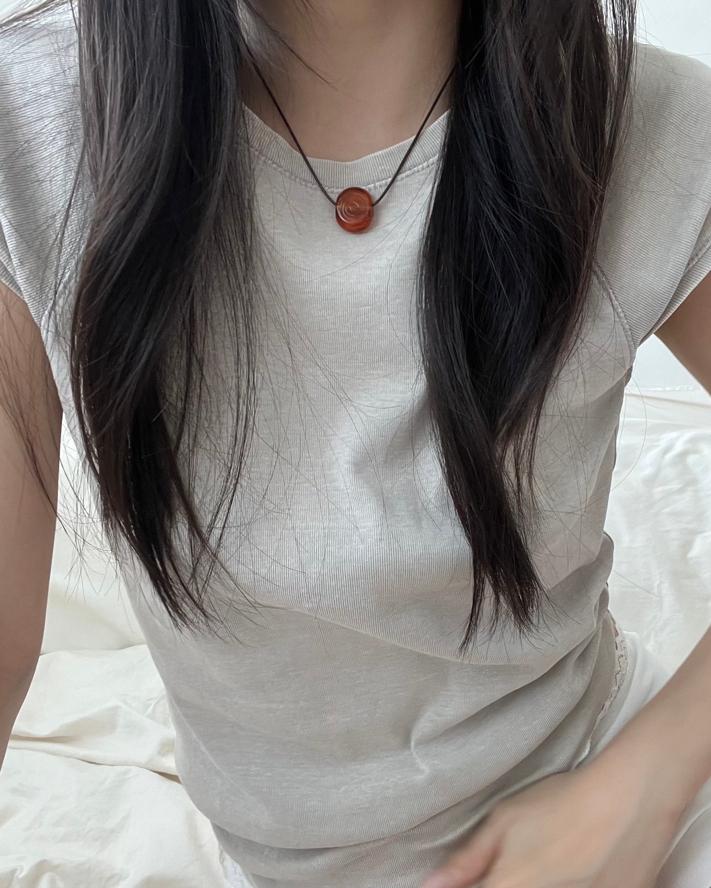 03 CLEAR AMBER GLASS NECKLACE