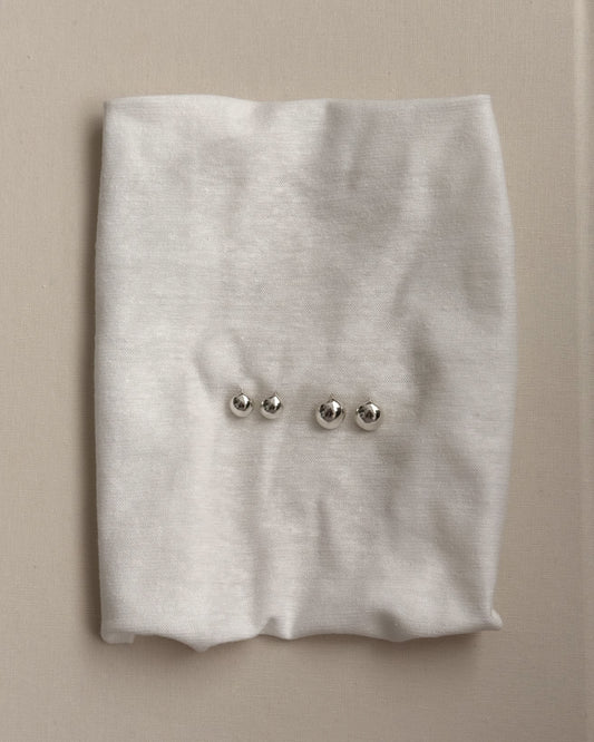 HANDCRAFTED SILVER OVAL BALL EARRING