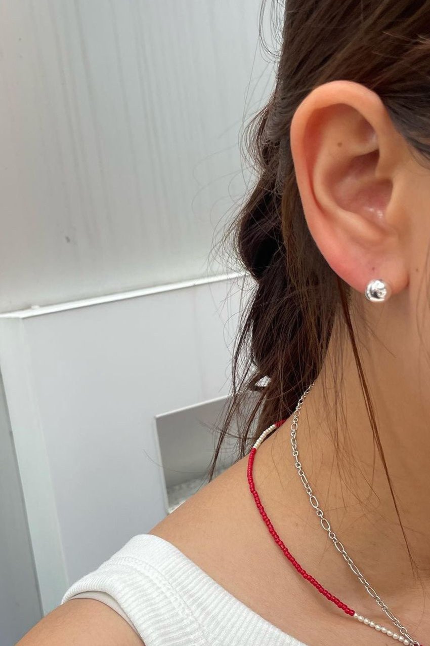 SILVER 8MM BALL EARRING