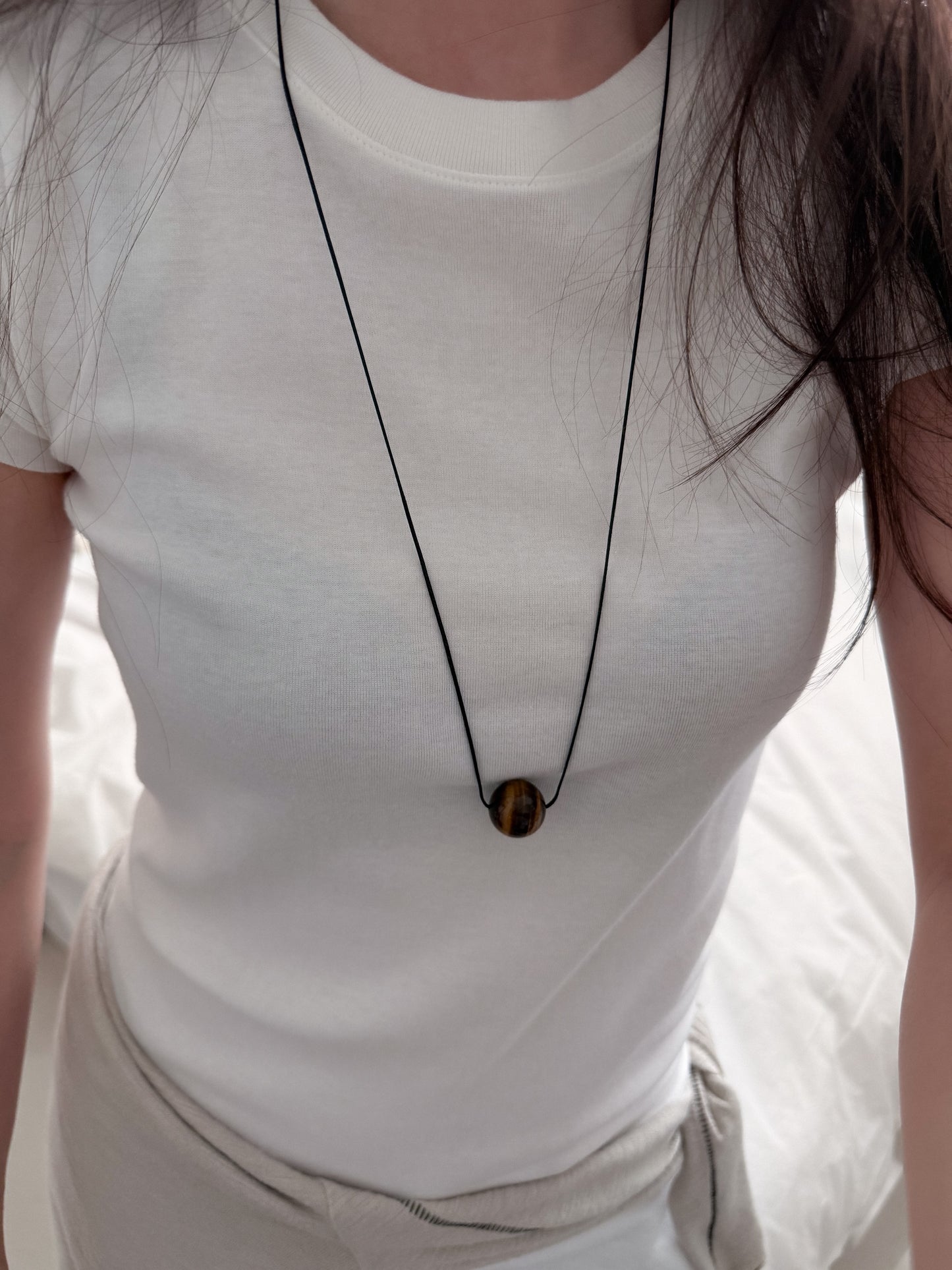 013 TIGER EYE LONG NECKLACE