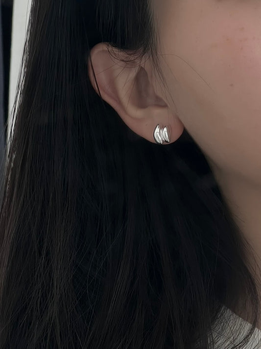SILVER DUO CHUBBY EARRING