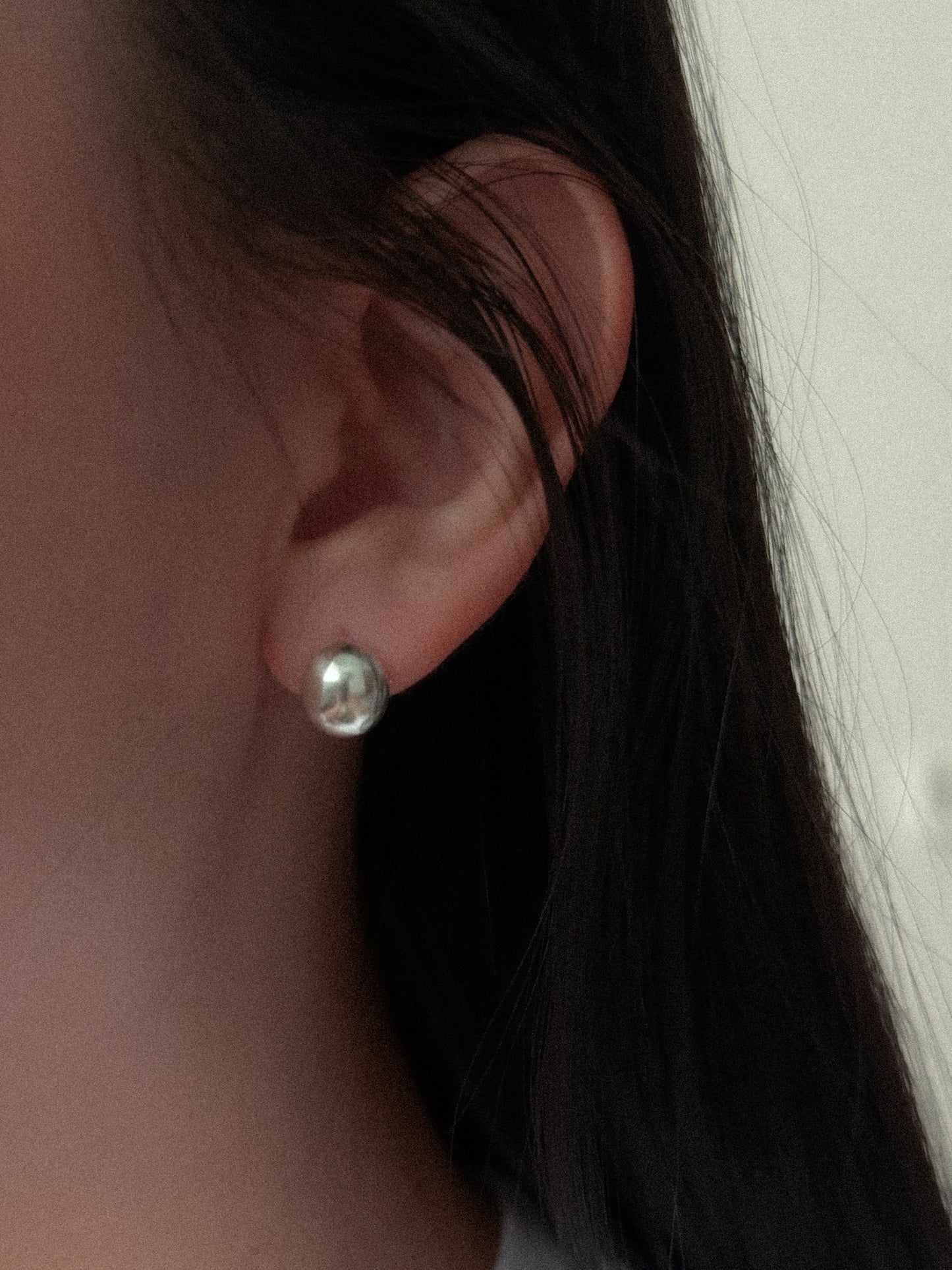HANDCRAFTED SILVER OVAL BALL EARRING