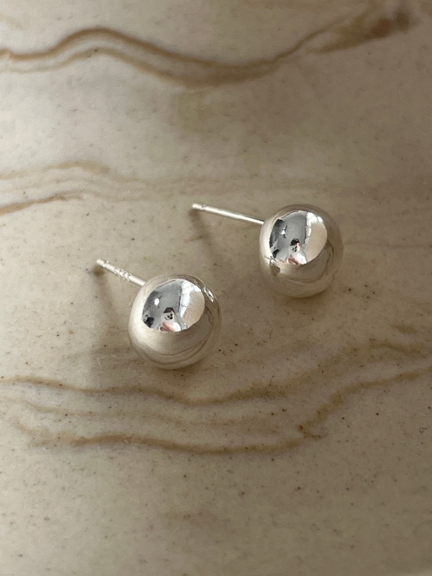 SILVER 8MM BALL EARRING